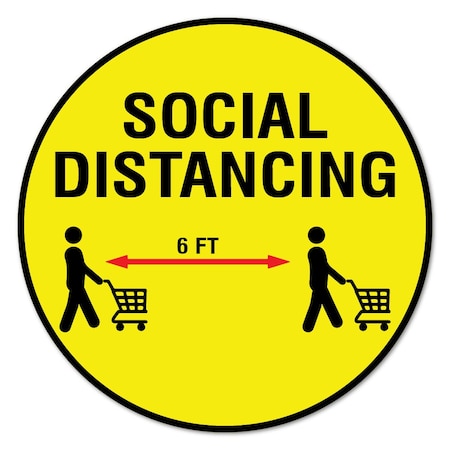 Social Distance 6 Ft Non-Slip Floor Graphic, 7in Vinyl Decal, 6PK